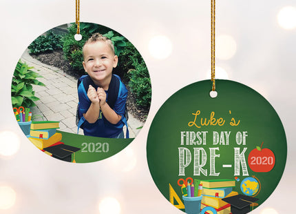 keepsake personalized first day of pre-k photo christmas ornament – Christmas ornament, holiday tree decoration or gift
