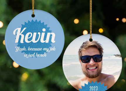 decorative personalized beach job christmas ornament – Christmas ornament, holiday tree decoration or gift