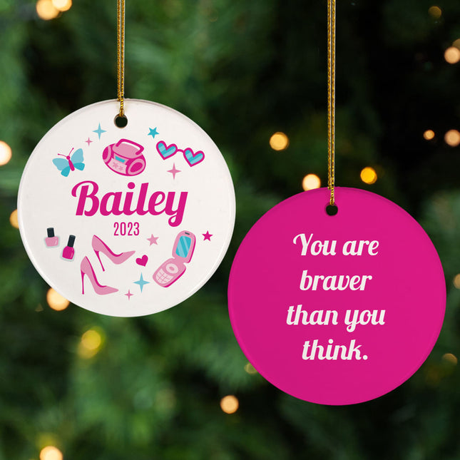 personalized personalized girly icons christmas ornament – Christmas ornament, holiday tree decoration or gift