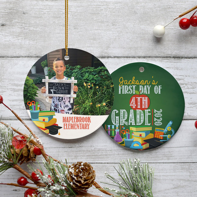 holiday personalized first day of school photo christmas ornament – Christmas ornament, holiday tree decoration or gift