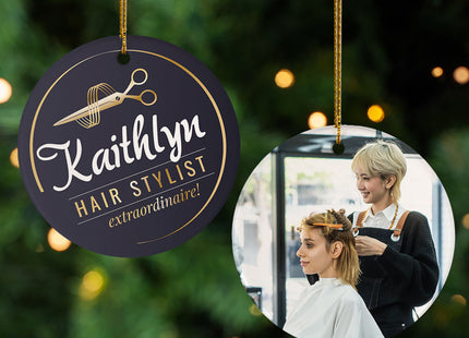 custom personalized hair stylist photo christmas ornament – Christmas ornament, holiday tree decoration or gift