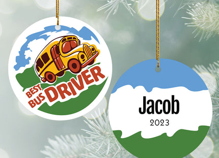 engraved personalized bus driver christmas ornament – Christmas ornament, holiday tree decoration or gift