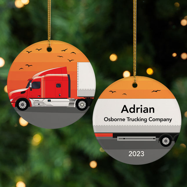 keepsake personalized semi truck christmas ornament – Christmas ornament, holiday tree decoration or gift