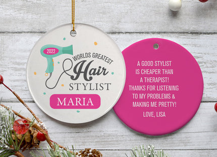 holiday personalized hairstylist christmas ornament – Christmas ornament, holiday tree decoration or gift