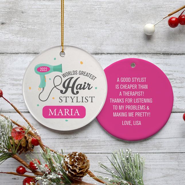 holiday personalized hairstylist christmas ornament – Christmas ornament, holiday tree decoration or gift