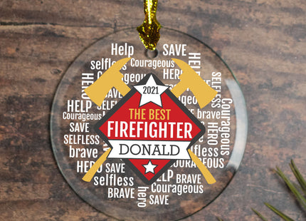 decorative personalized firefighter christmas ornament – Christmas ornament, holiday tree decoration or gift