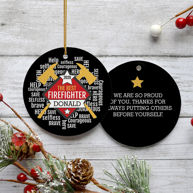 personalized personalized firefighter christmas ornament – Christmas ornament, holiday tree decoration or gift