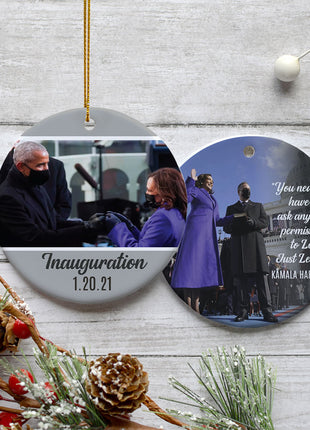 Inauguration Kamala Harris Personalized Ceramic Round Ornament - ORNAMENT EXCLUSIVE Personalized Ornament