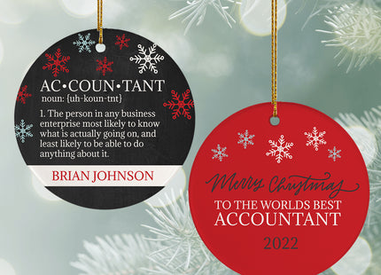 custom personalized world's best accountant christmas ornament – Christmas ornament, holiday tree decoration or gift