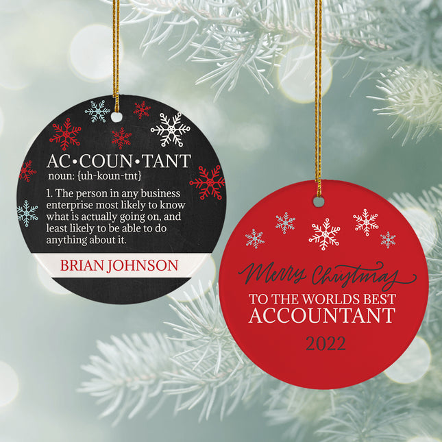 custom personalized world's best accountant christmas ornament – Christmas ornament, holiday tree decoration or gift