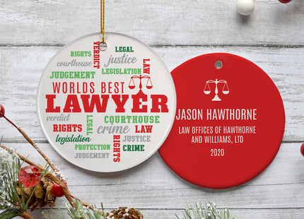 keepsake personalized lawyer word cloud christmas ornament – Christmas ornament, holiday tree decoration or gift