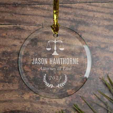 Attorney At Lawť Personalized Glass Ornament by ORNAMENT SHOP Personalized Ornaments at Ornamentshop.com