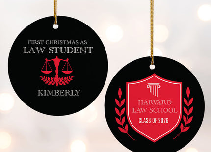 holiday personalized law student christmas ornament – Christmas ornament, holiday tree decoration or gift