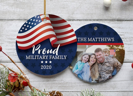 decorative personalized proud military family christmas ornament – Christmas ornament, holiday tree decoration or gift