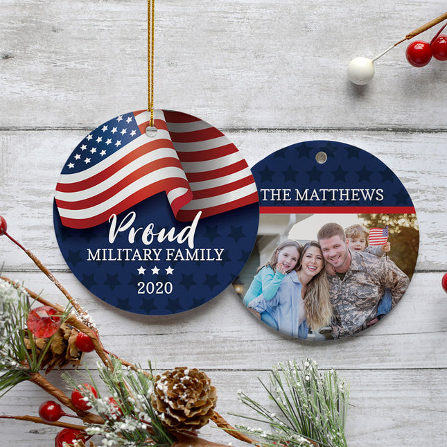decorative personalized proud military family christmas ornament – Christmas ornament, holiday tree decoration or gift