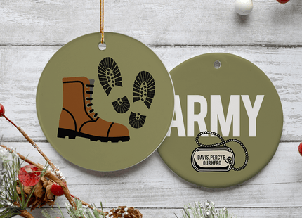 engraved personalized army boots christmas ornament – Christmas ornament, holiday tree decoration or gift