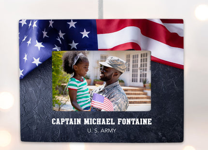 holiday personalized american flag picture frame christmas ornament – Christmas ornament, holiday tree decoration or gift