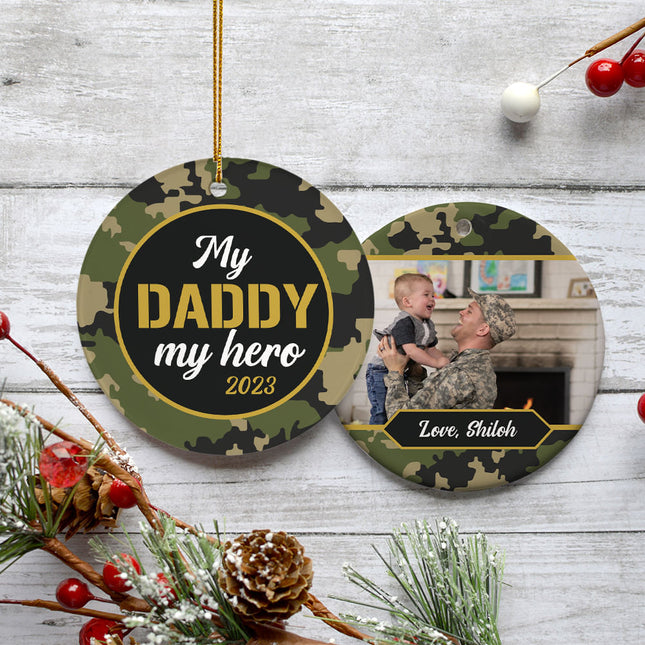 decorative personalized my daddy, my hero christmas ornament – Christmas ornament, holiday tree decoration or gift