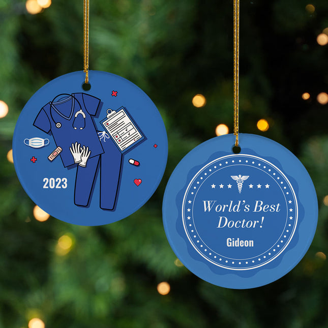 engraved personalized best doctor christmas ornament – Christmas ornament, holiday tree decoration or gift