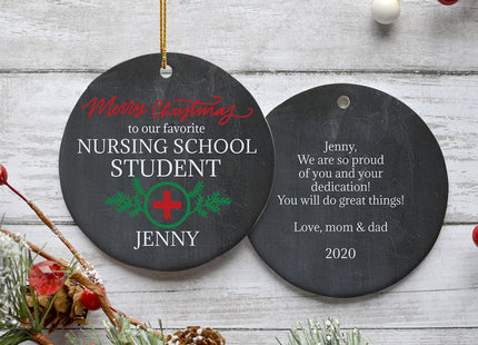 decorative personalized nursing school christmas ornament – Christmas ornament, holiday tree decoration or gift