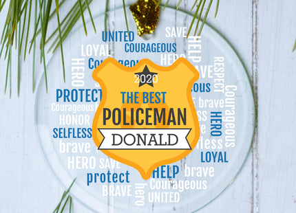 personalized personalized policeman badge word bubble christmas ornament – Christmas ornament, holiday tree decoration or gif