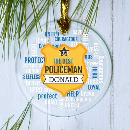 personalized personalized policeman badge word bubble christmas ornament – Christmas ornament, holiday tree decoration or gif