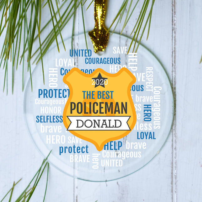 personalized personalized policeman badge word bubble christmas ornament – Christmas ornament, holiday tree decoration or gif