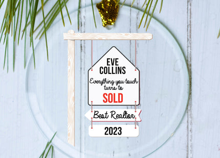holiday personalized best realtor christmas ornament – Christmas ornament, holiday tree decoration or gift