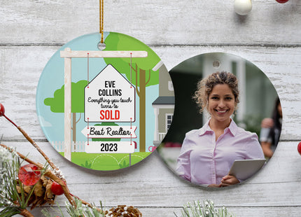 decorative personalized best realtor christmas ornament – Christmas ornament, holiday tree decoration or gift