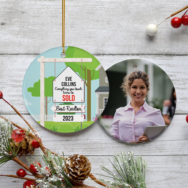 decorative personalized best realtor christmas ornament – Christmas ornament, holiday tree decoration or gift