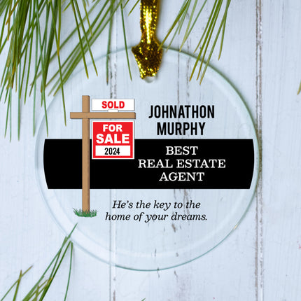 decorative personalized best realtor christmas ornament – Christmas ornament, holiday tree decoration or gift