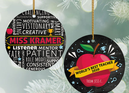 personalized personalized world's best teacher christmas ornament – Christmas ornament, holiday tree decoration or gift