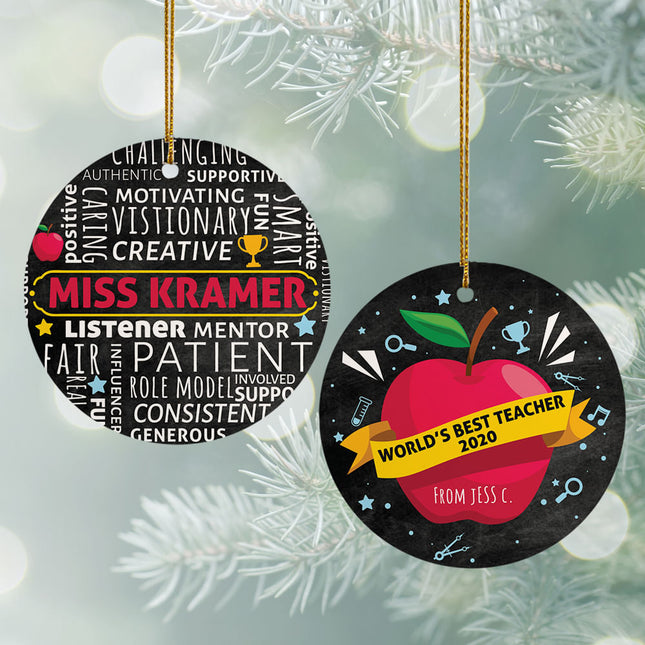 personalized personalized world's best teacher christmas ornament – Christmas ornament, holiday tree decoration or gift