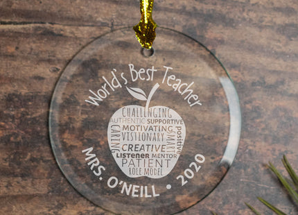 holiday personalized world's best teacher christmas ornament – Christmas ornament, holiday tree decoration or gift