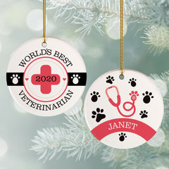 keepsake personalized world's best vet christmas ornament – Christmas ornament, holiday tree decoration or gift