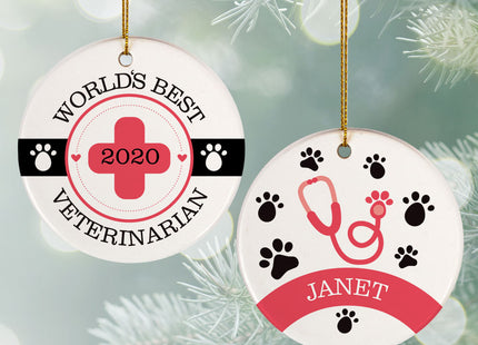 keepsake personalized world's best vet christmas ornament – Christmas ornament, holiday tree decoration or gift