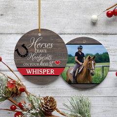 holiday personalized horses leave hoofprints on your heart christmas ornament – Christmas ornament, holiday tree decoration o