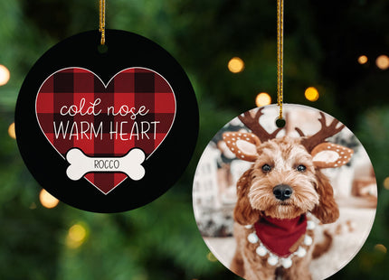 holiday personalized cold nose warm heart christmas ornament – Christmas ornament, holiday tree decoration or gift