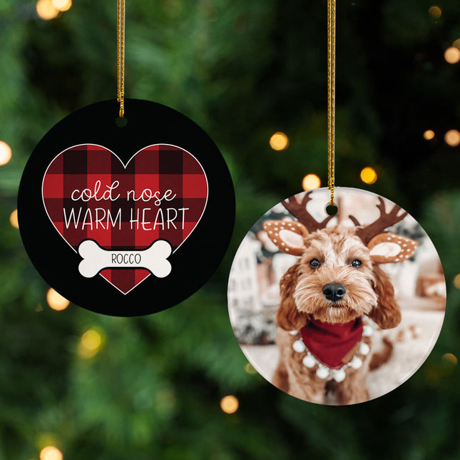 holiday personalized cold nose warm heart christmas ornament – Christmas ornament, holiday tree decoration or gift