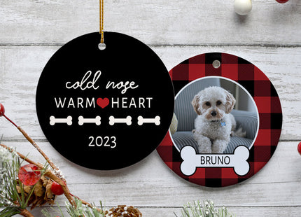 decorative personalized cold nose warm heart christmas ornament – Christmas ornament, holiday tree decoration or gift