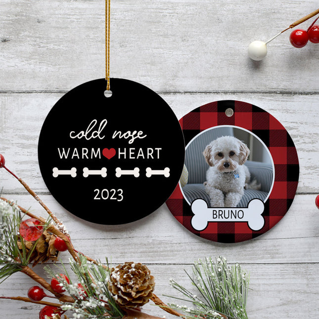 decorative personalized cold nose warm heart christmas ornament – Christmas ornament, holiday tree decoration or gift