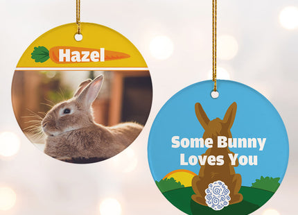 decorative personalized bunny rabbit christmas ornament – Christmas ornament, holiday tree decoration or gift