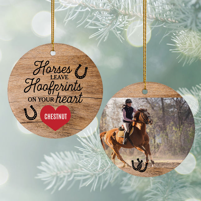 keepsake personalized horses hoofprints christmas ornament – Christmas ornament, holiday tree decoration or gift