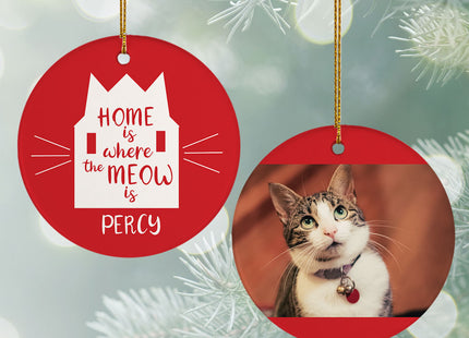 holiday personalized home is where the meow is christmas ornament – Christmas ornament, holiday tree decoration or gift
