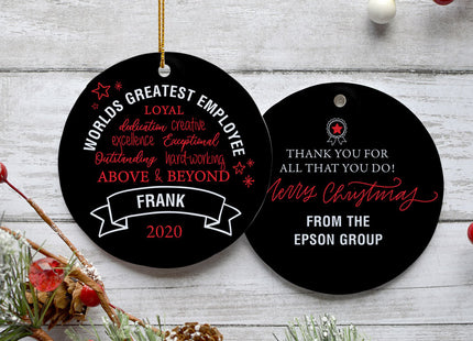 decorative personalized world's best employee christmas ornament – Christmas ornament, holiday tree decoration or gift