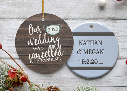 keepsake personalized our cancelled wedding christmas ornament – Christmas ornament, holiday tree decoration or gift