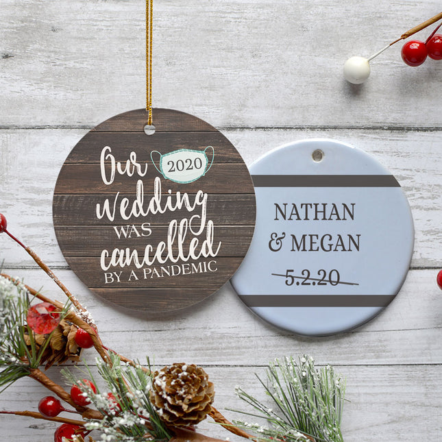 keepsake personalized our cancelled wedding christmas ornament – Christmas ornament, holiday tree decoration or gift