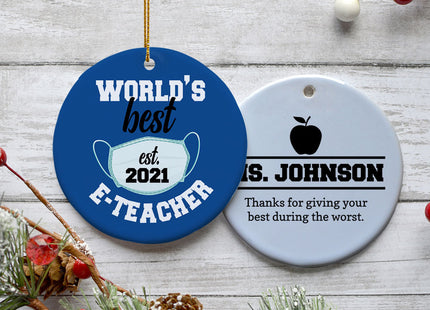 holiday personalized e-teacher appreciation christmas ornament – Christmas ornament, holiday tree decoration or gift