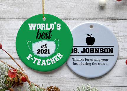 keepsake personalized e-teacher appreciation christmas ornament – Christmas ornament, holiday tree decoration or gift