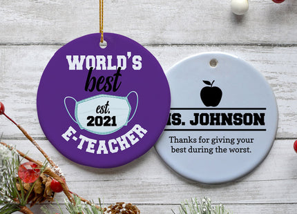engraved personalized e-teacher appreciation christmas ornament – Christmas ornament, holiday tree decoration or gift
